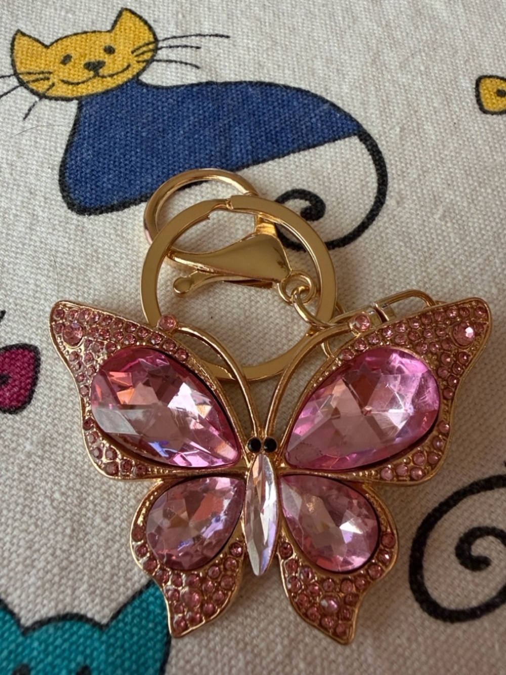 Pink Crystal Butterfly Keychain Charm - Women Jewelry